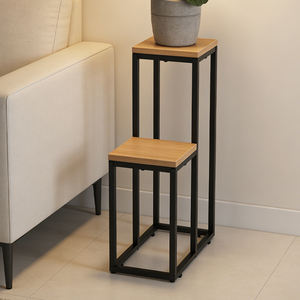 Support de plantes <span class=keywords><strong>en</strong></span> métal et <span class=keywords><strong>bois</strong></span> à 2 niveaux, <span class=keywords><strong>sur</strong></span> pied, pour l'angle, pour la décoration de la maison et du balcon - Product Image 2