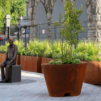 Grandes jardinières surélevées et bacs à arbres en acier Corten avec anneaux d'irrigation pour légumes et fleurs domestiques - Écologiques