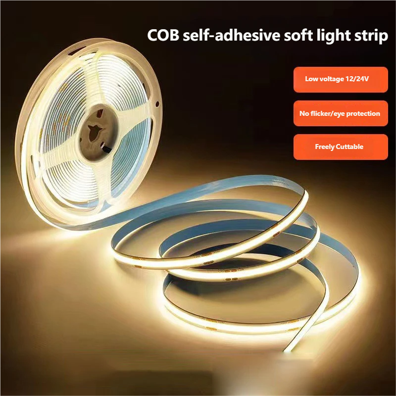320leds Flexible Highlighting Cob Led Strip Light 12v Led Cob Strip 24v 8mm Led Tv Backlight Flexible Cob Led Strip