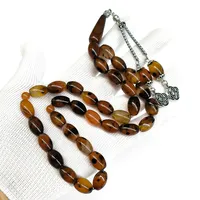 Agate rayée rouge naturelle 10*14mm Aqeeq Tasbih musulman 33 pièces perles Bracelet accessoires islamiques perle de prière arabe Misbaha chapelet