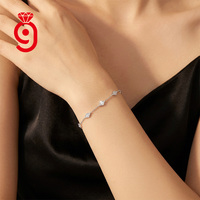 Bracelet Moissanite Élégant et Réglable en Argent S925 avec Breloque Minimaliste à Quatre Grappes de Losanges, Certifié GRA, Coupe Ronde Brillante VVS