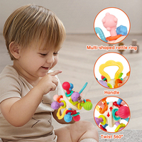 Jouet hochet Montessori pour bébés de 6 à 12 mois, jouet sensoriel de dentition pour nourrissons, balle à saisir colorée, jouet d'éveil précoce pour bébés