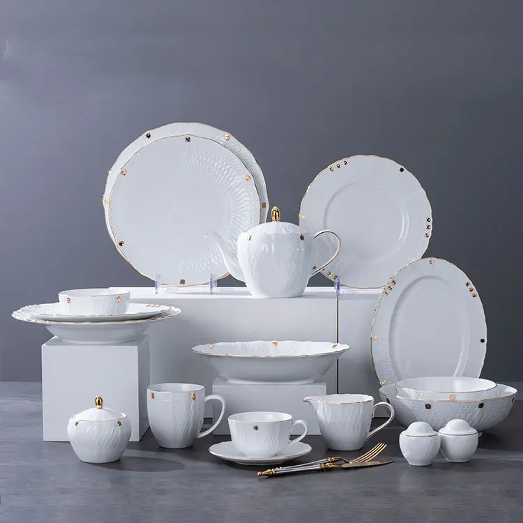 PITO Horeca Großhandel Catering Luxus-Teller-Sets Geschirr Doppelgefeuertes Porzellan moderne Essensteller-Sets für Restaurants