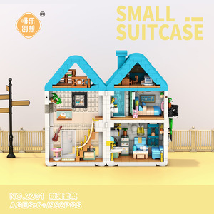 Bloques de Construcción Creativos Weile, Mini Casa de Niñas, Juguete Educativo de Ensamblaje para Niños de 3 a 8 Años, Techo Blanco y Azul con Balcón - Product Image 4