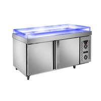 Vitrine Réfrigérée Commerciale pour Fruits, en Acier Inoxydable, à Refroidissement Direct, avec Étagères, pour la Présentation et la Conservation des Produits Frais, et Table de Travail pour la Préparation Culinare