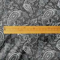 Tissu satiné noir à motif cachemire blanc, idéal pour doublures de vêtements, manteaux, vestes, costumes, sacs et ameublement – Direct Usine