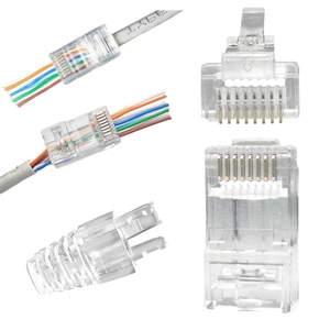 Câble <span class=keywords><strong>Ethernet</strong></span> Rg45 Clamp Wire Cabl Conector RJ 45 Cat 6 Sftp Utp Plug Pass Through RJ45 Connector CAT6 - Product Image 1