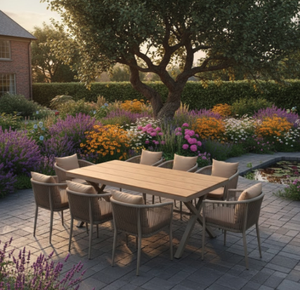 Ensemble de 9 pièces moderne en rotin tressé résistant aux intempéries pour <span class=keywords><strong>jardin</strong></span>, bistro, <span class=keywords><strong>salon</strong></span>, salle à manger, mobilier d'extérieur - Product Image 2