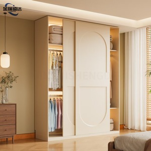 Armoire coulissante à portes arquées JRSD en chêne massif, placard en bois de 18 mm d'épaisseur de qualité ENF, grande armoire de rangement pour chambre à coucher - Product Image 3