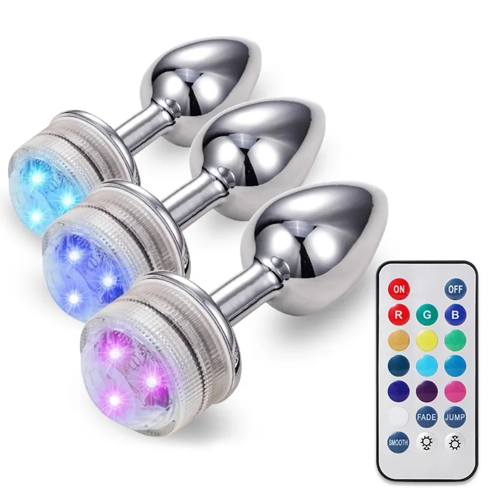 Juguetes sexuales para hombre y mujer, Juguetes sexuales para adultos, con luz LED remota, tapón Anal Gay