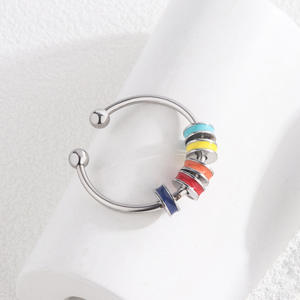 Anillos de cuentas Fidget nuevos para mujeres y hombres, giratorios, antiestrés, <span class=keywords><strong>anillo</strong></span> de ansiedad, bobina única, cuentas de arcoíris antiestrés, Fidget R - Product Image 5