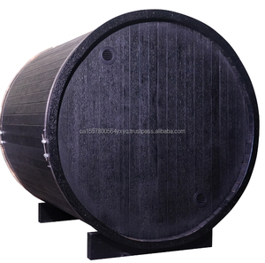 Sauna extérieur rond noir sur mesure OEM avec poêle à vapeur, pour 3-4 personnes - Product Image 3