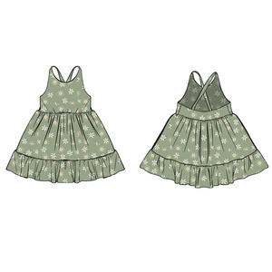Cd6-1 3-7 Day Customized Printing Knee-Length Adjustable Metal Shoulder Strap Lace Girls <b>Dress</b> Back Butterfly Strap <b>Dress</b> - Product Image 1