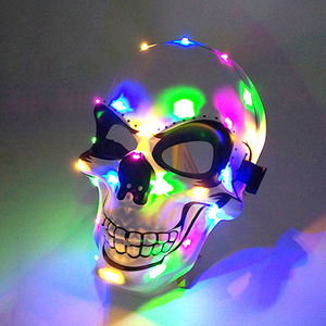 Horreur brillant LED crâne masque unisexe lumineux squelette tête masque <span class=keywords><strong>Halloween</strong></span> effrayant Cosplay accessoires clignotant déguisement masque fournitures - Product Image 5
