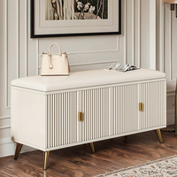 Repose-pieds et banc à chaussures en cuir PU et bois, mobilier de salon moderne pour appartement, tabouret de rangement pour chaussures avec siège
