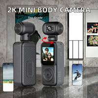 Caméra portable miniature de haute qualité 2K CMOS avec vision nocturne, caméra d'action avec WiFi, clip dorsal, écran