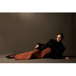 Nouvelle Robe en Laine pour Femme, Col en V, Tissée, à Bouton Unique, Unie, Respirante, Coupe Classique, 78% Polyester, 18% Rayonne, 4% Élasthanne, Vietnam - Product Image 4