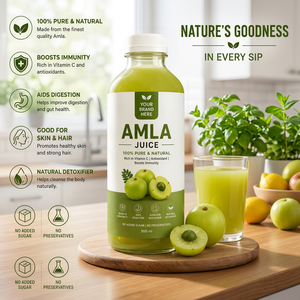 Votre marque ici : Jus d'Amla 100ml, pur et naturel, pressé à froid, liquide oral, soutien immunitaire, antioxydant, santé digestive, soutien du sommeil - Product Image 1