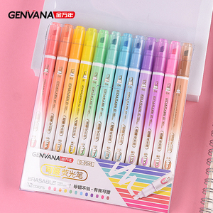 Маркеры-текстовыделители Genvana School Supplies, 12 цветов, двусторонние, стираемые, разноцветные - Product Image 2