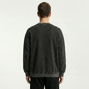 Sudadera de punto informal de algodón de manga larga oversize para hombre, cuello redondo, color liso, antipilling, hombro caído, estilo streetwear, venta al por mayor - Product Image 4