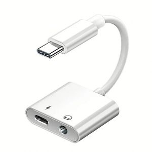 High Quality <b>Type</b> <b>C</b> <b>Adapter</b> 2 in 1 Usb-<b>c</b> to 3.5mm Jack Headphones Aux Audio Splitter Charger Usb <b>C</b> Earphone <b>Adapter</b> - Product Image 1