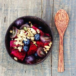 Dừa Vỏ Men Bột Bát Vỏ Bát Sơn Sơn Sơn Sơn Rafia Thủ Công Tự Nhiên Thủ Công Sử Dụng Đánh Bóng Bộ Cho Trẻ Em - Product Image 6