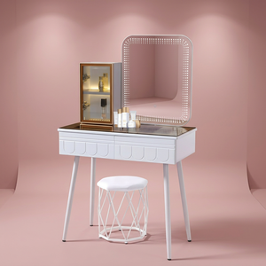 Modern Eco-Friendly Durable <b>Makeup</b> Vanity Table with Standing <b>Mirror</b> Storage Desk for Bedroom Furniture - Product Image 2