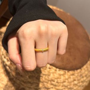 Dylam <b>Dainty</b> Charm Fine Jewelry Rhodium 18K Gold Plated Brushed Surface S925 Silver 5A Zirconia Women Daily Wear Fashion <b>Rings</b> - Product Image 2