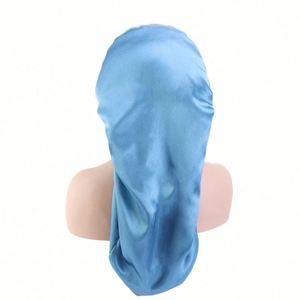 En gros : Bonnets imprimés réversibles, foulards en satin pour cheveux, bonnets de nuit à bordure, bonnets en soie personnalisés à longue bande avec liens - Product Image 4