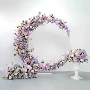 Décoration de scène événement soie violet désherbage fleurs artificielles arc de jardin extérieur livraison directe pour chambre fête d'anniversaire maison