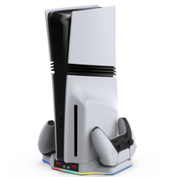 Support de refroidissement RVB avec double station de charge pour PS5 Pro/Base de chargeur de contrôleur de console de jeu mince