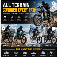 Coswheel 7000W Vélo 60V 30Ah Moto tout-terrain pour adultes 7000W Moteur sans balais à couple élevé 75 km/h Longue portée