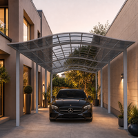 Abri de voiture en aluminium à toit arqué en polycarbonate translucide |   Abri de jardin moderne pour allée de villa et résidence