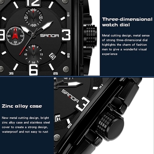 Nuevo diseño SANDA 5304 reloj <span class=keywords><strong>de</strong></span> cuarzo para hombre tres ojos seis puntadas calendario Simple reloj <span class=keywords><strong>de</strong></span> pulsera impermeable - Product Image 6