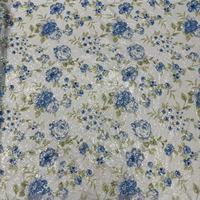 Tissu en maille polyester imprimé numérique ZSY avec broderie de sequins, motifs floraux, tissu de dentelle pour robe de mariée