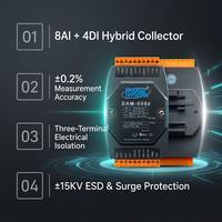 Módulo Híbrido de Entrada Analógica y Digital 8AI 4DI con Comunicación RS485 Modbus RTU, Módulo de E/S Remoto
