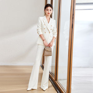 Completo Professionale da <span class=keywords><strong>Donna</strong></span> Vestibilità Regolare Antipiega in Velluto Poliestere <span class=keywords><strong>Viscosa</strong></span> Spandex per Autunno, Business, Immobiliare, Hotel, Reception - Product Image 4