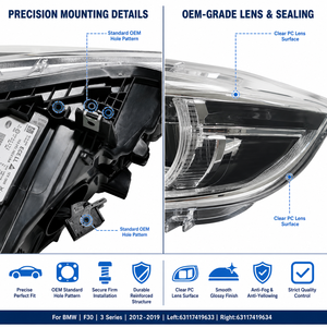 Conjunto de Faros LED para <span class=keywords><strong>BMW</strong></span> Serie 3 F30 F31 F35, Ojo de Ángel, DRL, Señal de Giro Secuencial, Conexión Directa, Sin Cableado, 2012-2019 - Product Image 4