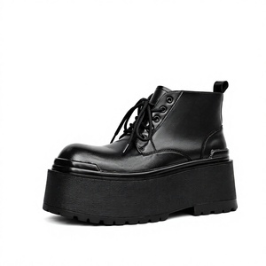 Botas de plataforma altas con cordones, estilo gótico punk, de cuero PU, suela con tacos, para streetwear. - Product Image 3