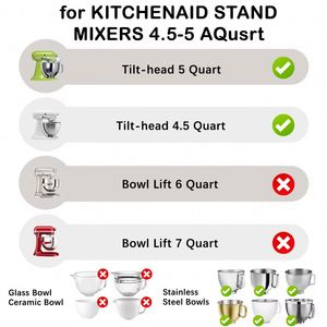 Revêtements de bol mélangeur en silicone jetables compatibles avec les mélangeurs <span class=keywords><strong>KitchenAid</strong></span> à tête inclinable, inserts de bol pour batteur sur socle, couvercles, compatibles lave-vaisselle et four - Product Image 2