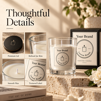 Bougie parfumée en verre transparent avec cire crème, boîte cadeau noire, marque personnalisée, vente en gros, OEM, ODM, fournisseur de marques privées