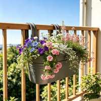 Pots de fleurs suspendus gris/noir/terre cuite, écologiques, légers, durables, en plastique, modernes, pour jardin, extérieur, mur, balcon