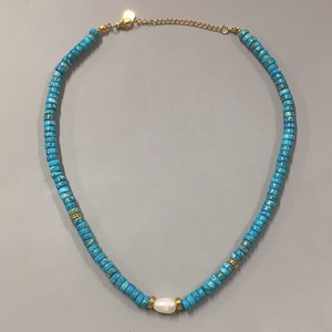 <span class=keywords><strong>Collier</strong></span> tendance en acier inoxydable avec perles d'agate et breloque en perle d'eau douce naturelle, idéal pour les vacances à la plage - Product Image 1