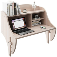 Bureau d'étude suspendu multifonctionnel pour lit, avec armoire de rangement ouverte à double niveau, plateau en bois résistant aux rayures, table pour ordinateur portable pour dortoir étudiant