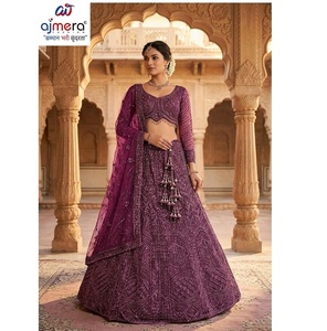 Lehenga Choli en soie pour femme Ajmera, tenue traditionnelle pour mariage et fêtes, longueur au sol, tenue ethnique de créateur pour femmes - Product Image 1