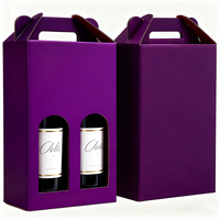 Boîte cadeau en papier ondulé pliable pour 2 bouteilles de vin rouge avec poignée portable pour champagne Impression de logo personnalisée