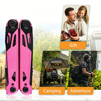 Pince multifonction pliable en acier inoxydable rose 17-en-1, outil EDC multifonction pour le camping, le bricolage et les cadeaux