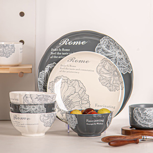 Duke Of Rome loạt Bộ đồ ăn bằng gốm, bát, đĩa, bộ đồ ăn gia đình, bộ đồ ăn thích hợp lãng mạn Retro - Product Image 4