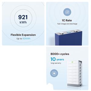 Batterie Dyness STACK100 Pro, empilable, 51,2 V, 100 Ah, Lifepo4, protection IP66, compatible avec l'onduleur hybride deye 15 kW, 20 kW pour la maison - Product Image 4