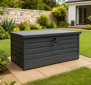 Boîte <span class=keywords><strong>de</strong></span> rangement extérieure, boîte <span class=keywords><strong>de</strong></span> rangement en métal imperméable et résistante aux UV pour patio et <span class=keywords><strong>jardin</strong></span>, <span class=keywords><strong>coffre</strong></span> <span class=keywords><strong>de</strong></span> rangement <span class=keywords><strong>de</strong></span> grande capacité - Product Image 2